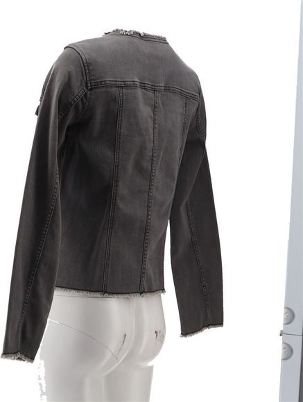 LOGO Lori Goldstein Denim Jacket Frayed Edges Grey Wash A397995D - Picture 4 of 8
